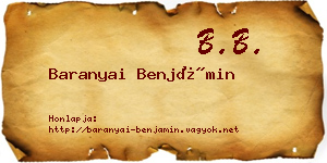 Baranyai Benjámin névjegykártya