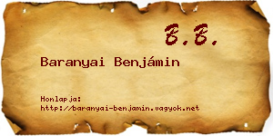 Baranyai Benjámin névjegykártya